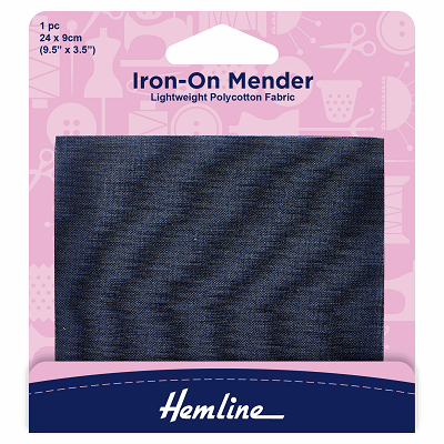 H691.N Polycotton Iron On Patch: Navy - 24 x 9cm